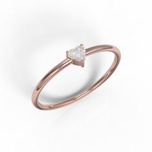 Valentines Rose Gold Simulated Diamond Heart Ring
